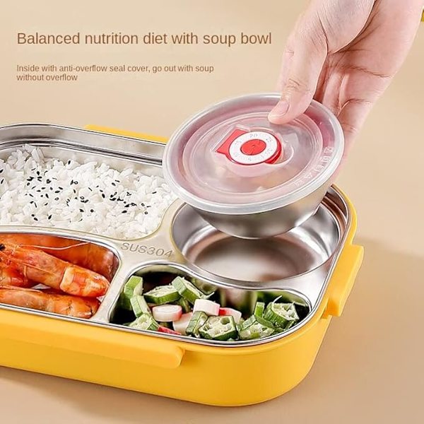 Bento-låda,  läckagesäker stapelbar lunchlåda , lunchbehållare för arbete/skola och måltidsförberedelse (gul) rosa