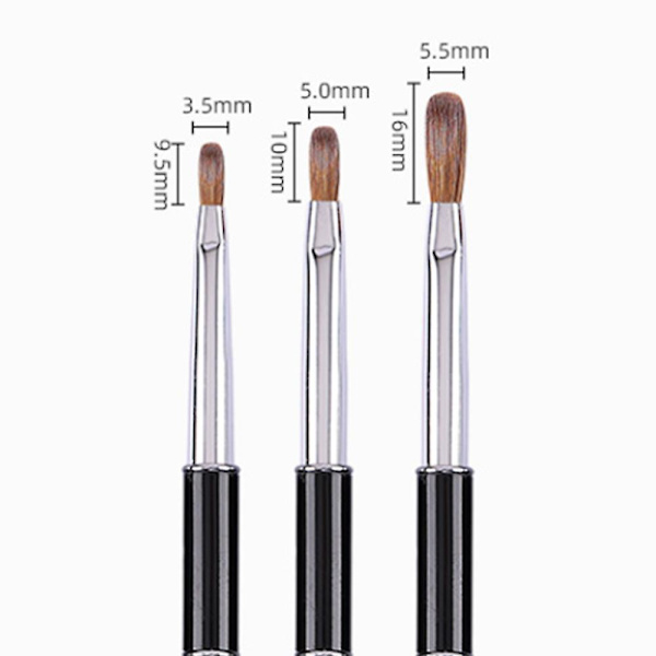 Kolinsky 3d Akryl Nagelborste för Naglar Konst Målningsborste Penna Set Svart Metall Nagel Extensionsverktyg Borste 2*4*6