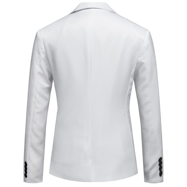 Herr Business Casual En Knapp Slå Revers Enfärgad Blazer Kostymjacka White 5XL