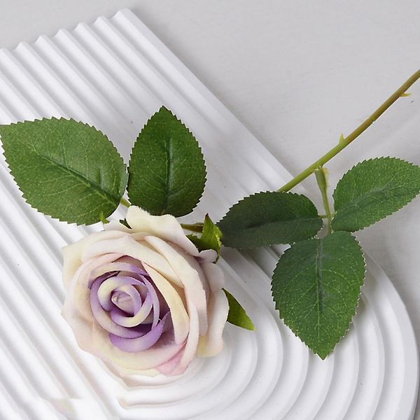 5 stk. Rosebukett Realistisk Falsk Rose Bryllup Familie Fest Dekorasjon Event Gave Purple heart
