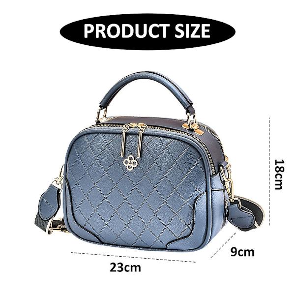 Ny Enkel Ternet Dame Lille Firkantet Taske Kunstlæder Hånd Bill Skuldertaske Crossbody Taske blue