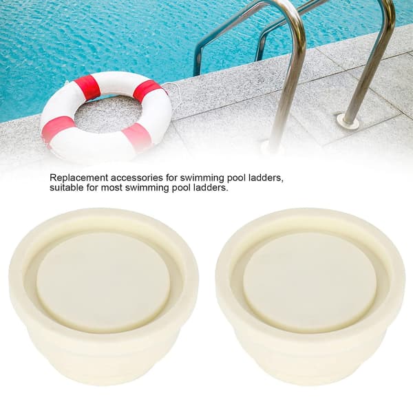 2 stk. Pool Stigestoppe, Hvid Gummibuffer Sæt til Indbyggede Pool Stiger, Universelle Reservedele