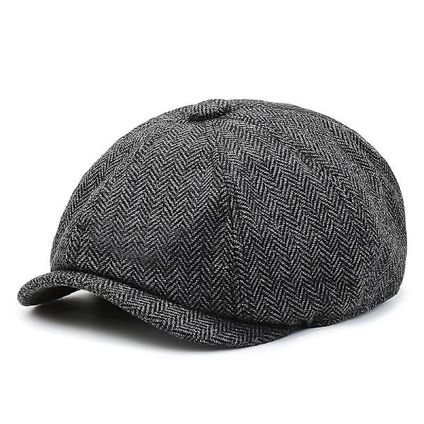 Sztxj Newsboy Style Flat Cap Peaked Cap Herre Dame Sort Panel Peaky Herringbone Tweed Retro Flat Cap Gatsby Cap
