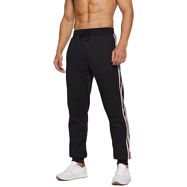 Herre Fleece Joggingbukser Casual Termobukser Vinter Varme Joggers Bukser Jogging Træningsdragt Bukser sort M