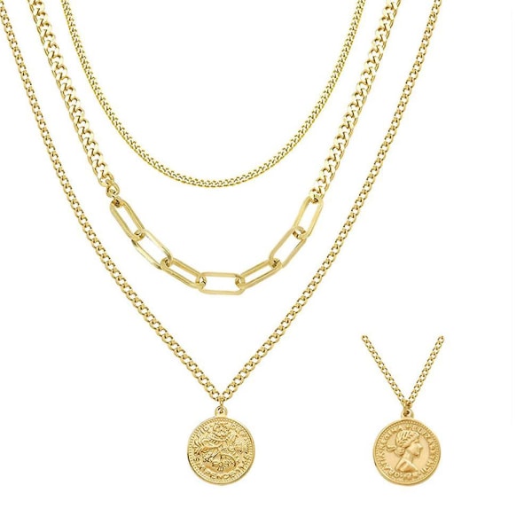 18k guld lager pärla/trombon/hjärta Form/kristallpärlor/tjocka Chunky Cuban/o Kabel Guld Link Chain Choker Halsband för kvinnor tjejer