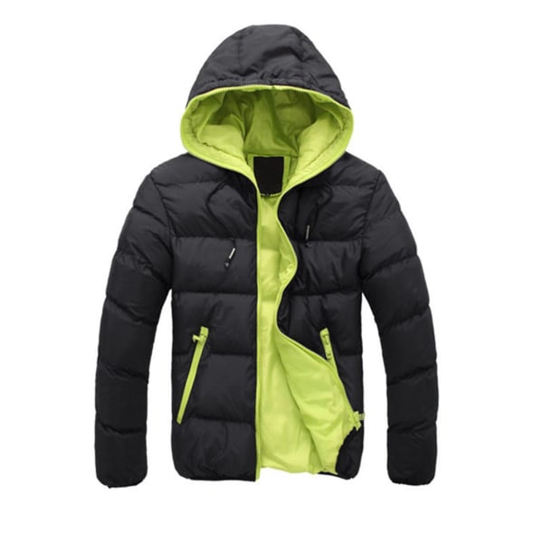 Vinterrockar för män Vattentålig huvtröja Pufferrock för kallt väder Kläder 4XL Black Green
