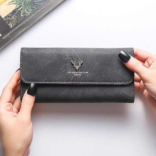 Swdvogan Ny Damepung Koreansk Mode Frosted Clutch Lang Hjorte Lynlås Hasp Red