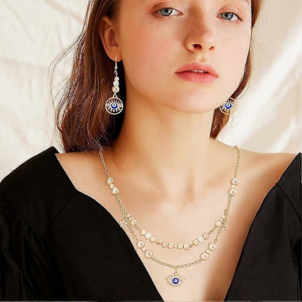 36 stk. 6 Stilarter Ondt Øje Rhinestone Charms Ondt Øje Legering Vedhæng Emalje Øje Vedhæng Charms til DIY Halskæde Armbånd Ørering Smykkefremstilling Hul: 1.5