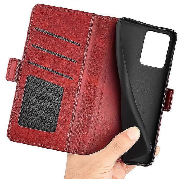 Plånboksfodral för Hmd Pulse/ Pulse+/ Pulse Pro Kalvtextur Läderställ Telefonskydd Red