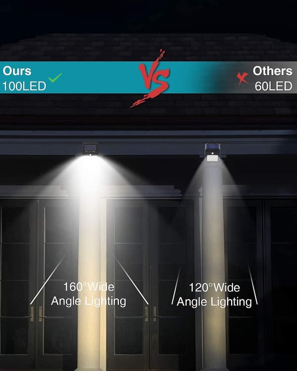 5 Pak Solcellelamper Udendørs, 3 Tilstande Udendørs Lamper Bevægelsessensor 100 LED'er Vandtæt