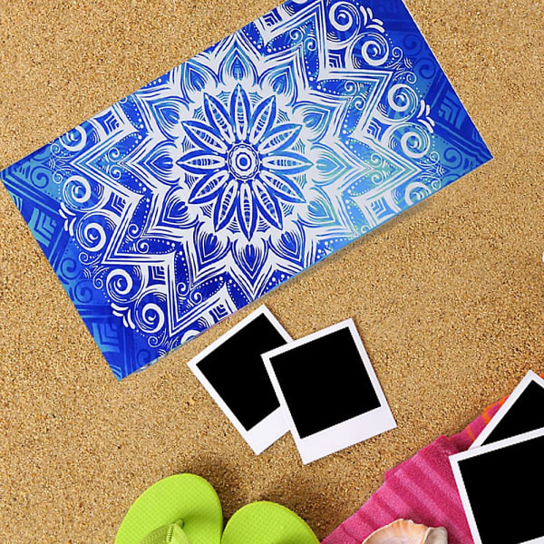 Strandhandduk överdimensionerad 75*150 cm Sandfria handdukar, Camping Sport Strandtillbehör, blå slipsfärg Blue Pattern
