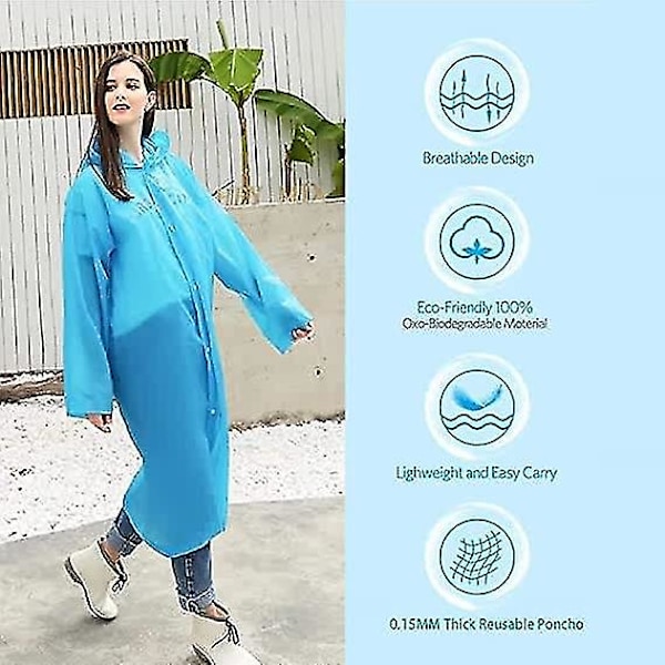 Eva Regnrock Vattentät Regn Poncho Återanvändbar Unisex Män Kvinnor Lång Genomskinlig Regnkläder