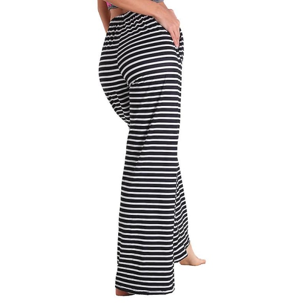 Pysjamasbukser for kvinner, stretch loungebukser, rutete pysjamasunderdeler Black M