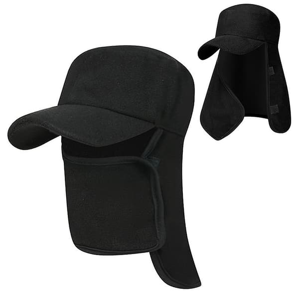 Vintermössa herr utomhus fleece varm tjockad pullover mössa ridning vindtät 1 st svart