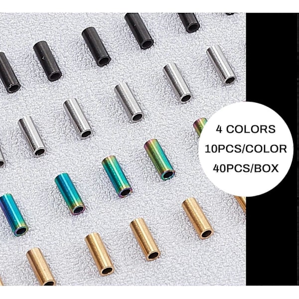 40 st blandade färger 304 rostfritt stål rörpärlor raka rör lösa pärlor för DIY armband halsband smyckestillverkning