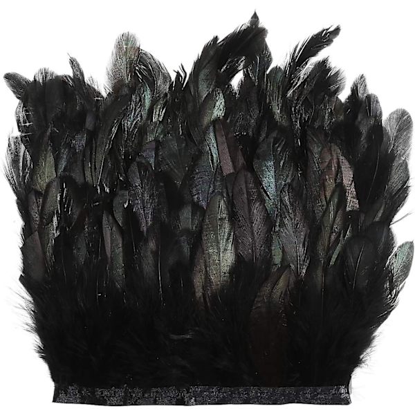 Hane Hackle Fjer Frynser Trim - Naturlig Fjer Trim Til Håndværk Syning Kostume Bredde 5-7 Tommer Pakke Med 5 Yards (sort)