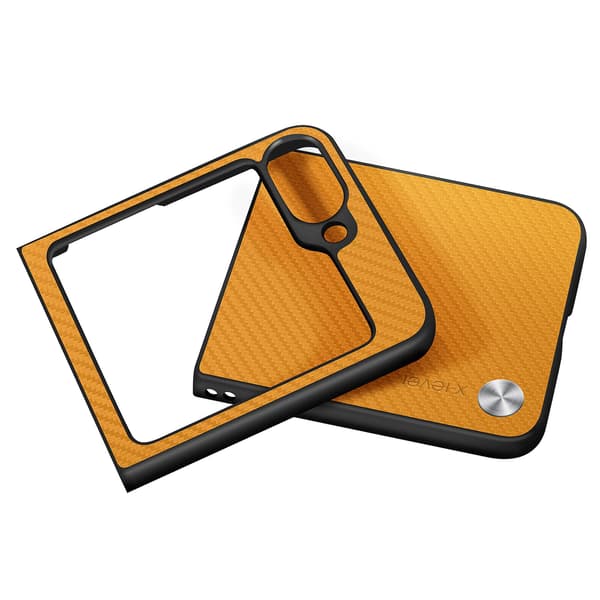 Cover til Galaxy Z Flip 6 Silikone Carbon Tekstur Orange