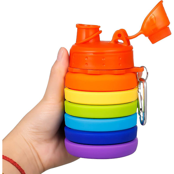 Vannflaske for barn, sammenleggbar og personlig 500 ml vannflaske i silikon for barn