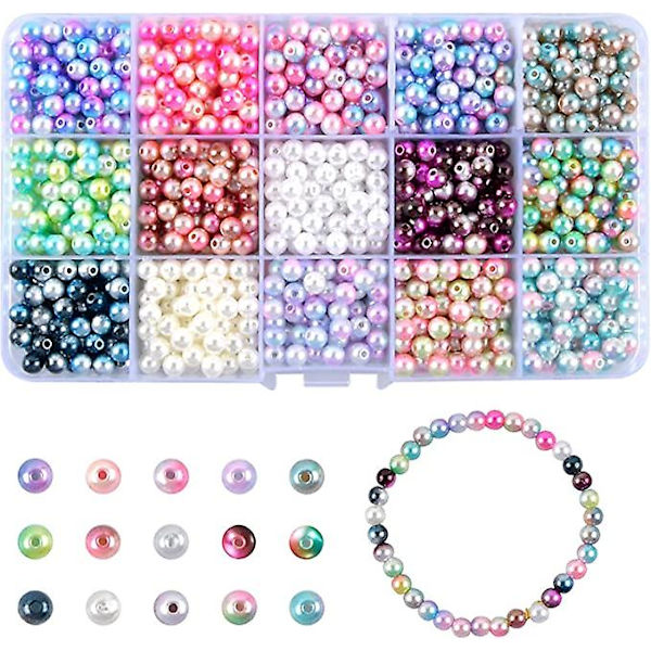 1200 stk. 6mm Runde Perleperler Plast Fargede Imitasjonsperler