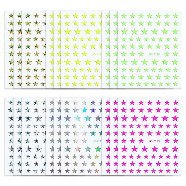 12 ark stjärnformade nagelkonstdekaler självhäftande stjärndekaler manikyrtillbehör, 6 färger, 9,5*8,5 cm Style 2