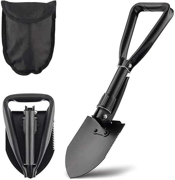 58,5 cm Multifunktionel skovl, stor foldbar campingskovl, sort