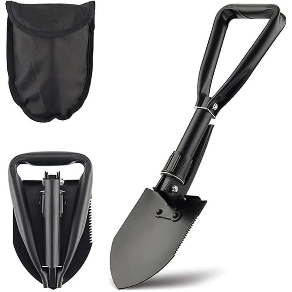 58,5 cm multifunktionsspade, stor hopfällbar spade, campingspade, svart