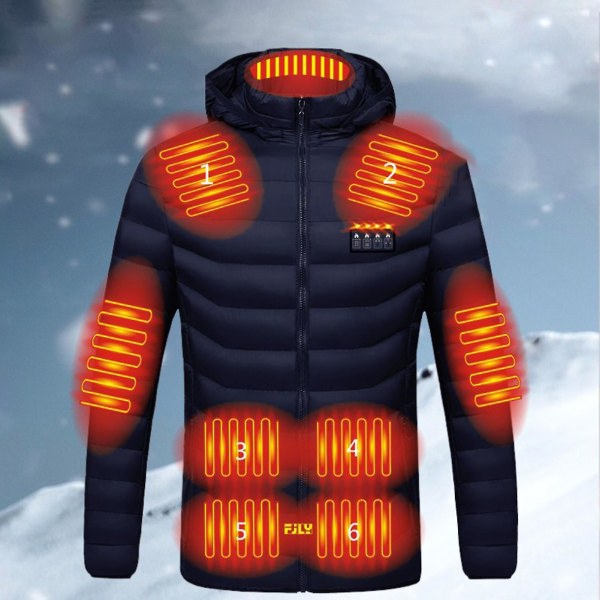 Uppvärmd jacka för män och kvinnor Vindtät Usb-laddning Elektrisk kroppsvarmare för kallt väder Kläder M Black