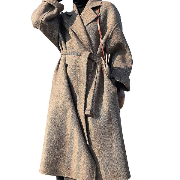 Dam långärmad varm enfärgad elegant kappa för vinterstrandfest S