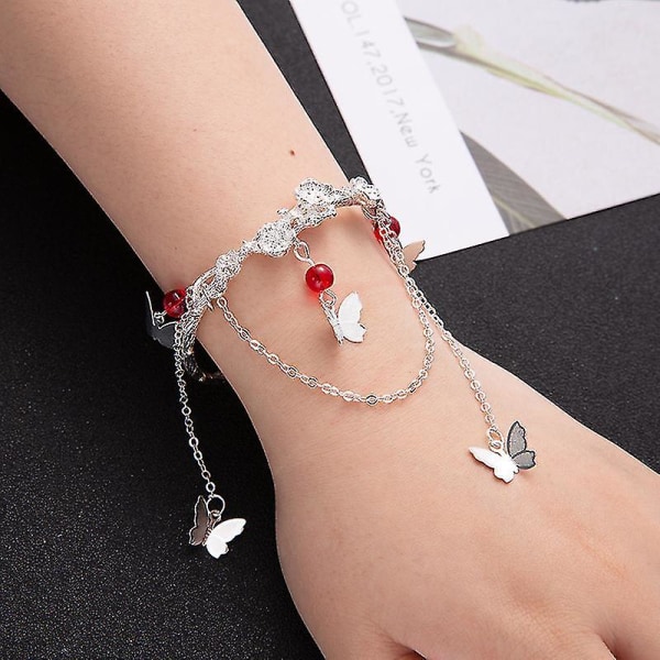 Armband Silver Butterfly Derived Justerbar Armband Smycken Bell Antik Armband B