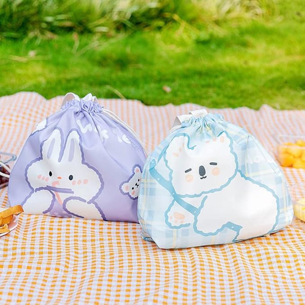 Kawaii Frokosttaske til piger sød isoleret madkasse æstetiske ting Bento køletaske frokost stofpose til skole picnic kontor gul