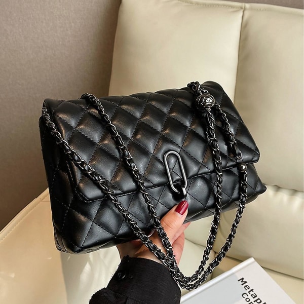 Stor mote brodert diamant skulderveske nisje fransk koreansk skulder Pu underarmsveske black
