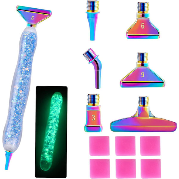 13 stk. Diamantmaleri Metalspidser Skruegevindspidser Lysende Diamantmaleri Pen Tilbehør Multi Placer Spidser 5d Diamantmaleri Værktøj Med 6 Ler,