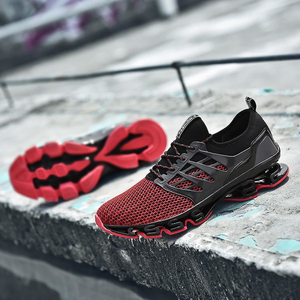Sportskor för löpning för män, nät, andningsbara terränglöpare, moderiktiga sneakers K06 Red EU 41