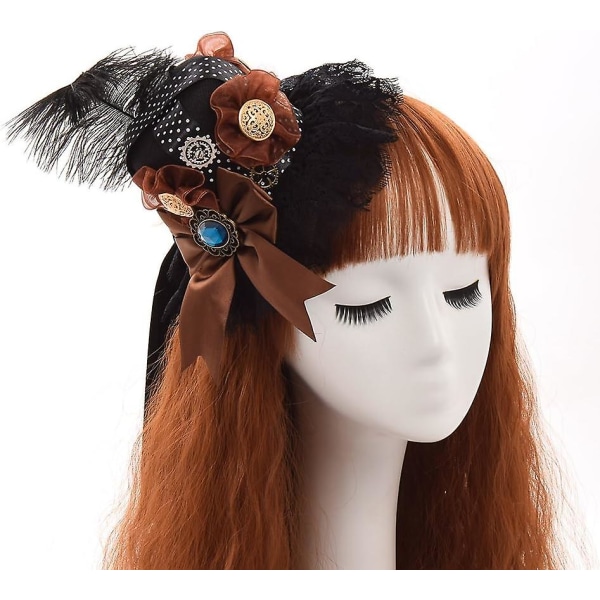Victorian Steampunk Mini Hatt Hårklype for Kvinner (d) Black 5
