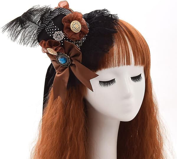 Victorian Steampunk Mini Top Hat Hårklemme til Kvinder (d) Black 5