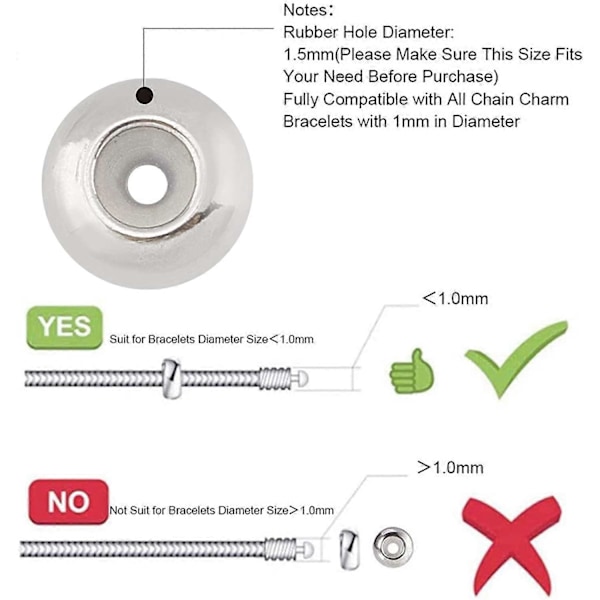 40 st 7 mm Stopperpärlor Mässing Runda Gummipärlor 4 Färger Glidpärlor Insättningsgummistopp Positioneringsavståndspärlor för DIY-hantverk Smyckestillverkning Hål
