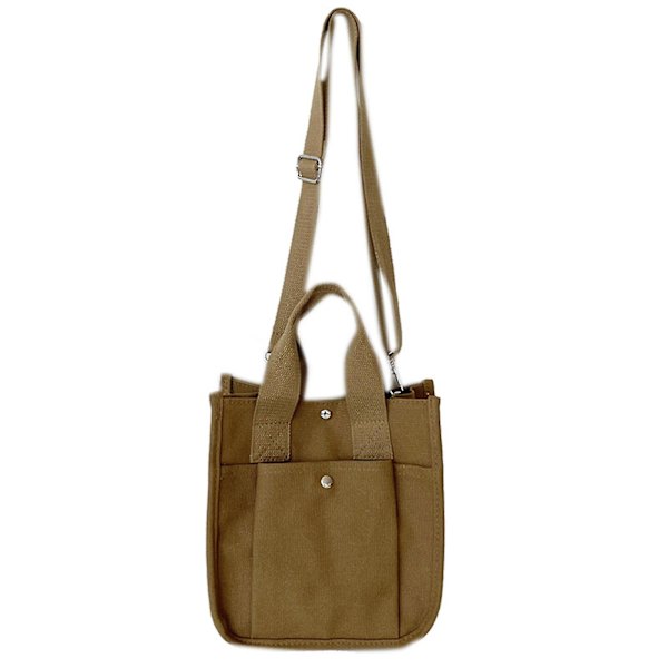 Ensfarget enkel damehåndveske vertikal firkantet crossbody-veske i canvas for skole og shopping Brown