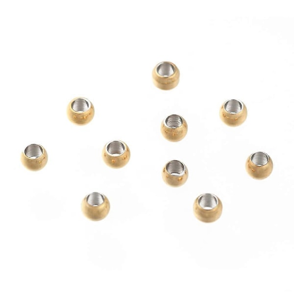 Tyhjiöpinnoitetut 304 ruostumattomasta teräksestä valmistetut välihelmet, pyöreät, kultaiset, 3x2mm, reikä: 1,6mm