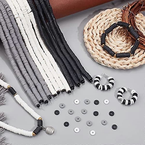 4560 stk. 6 mm Polymerleireperler 3 Farger Nøytrale Heishi Leireperler Vinylskiveperler Flate Runde Løse Perler for Menn Hawaiisk Øredobb Choker Ankelarmbånd