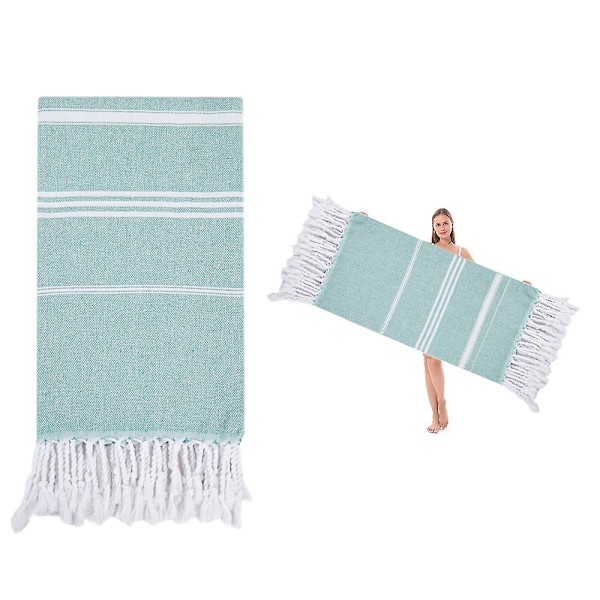Tyrkisk Badehåndklæde Oversized 90*180cm 100% Bomuld Sandfri Svømmehåndklæde Let Rejsehåndklæde Light green