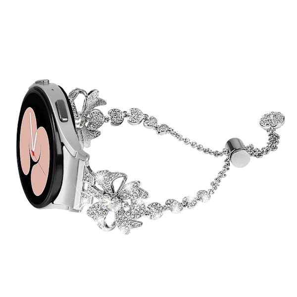 Rhinestone Bowknot Remrem til Galaxy Watch4 40/44mm / Watch 5 40/44mm / Watch4 Classic 42/46mm Silver