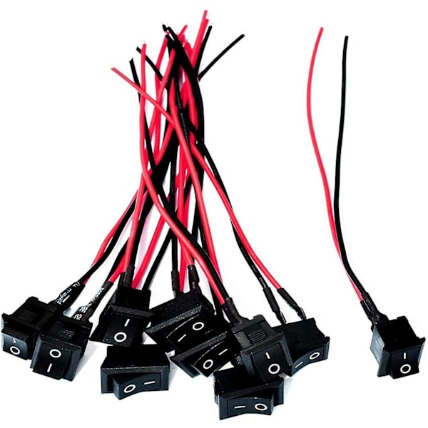 AC 6A/250V 10A/125V 2 Lödanslutning Spst På/Av Mini Båt Kabelansluten Vippströmbrytare 2-Pin Toggle Spst Strömbrytare Snäppfäste Med Kablar
