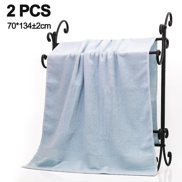 100% Bomuld Badehåndklæde Sæt Med 2| Oversized Badehåndklæder| Absorberende Badehåndklæder| 70*134cm Light blue