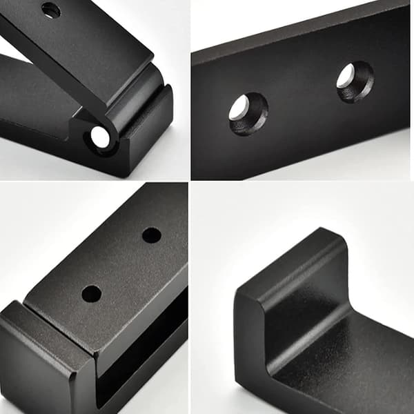 4-pak Foldbare Vægkroge - usynlige, aluminiumslegering 90-sort
