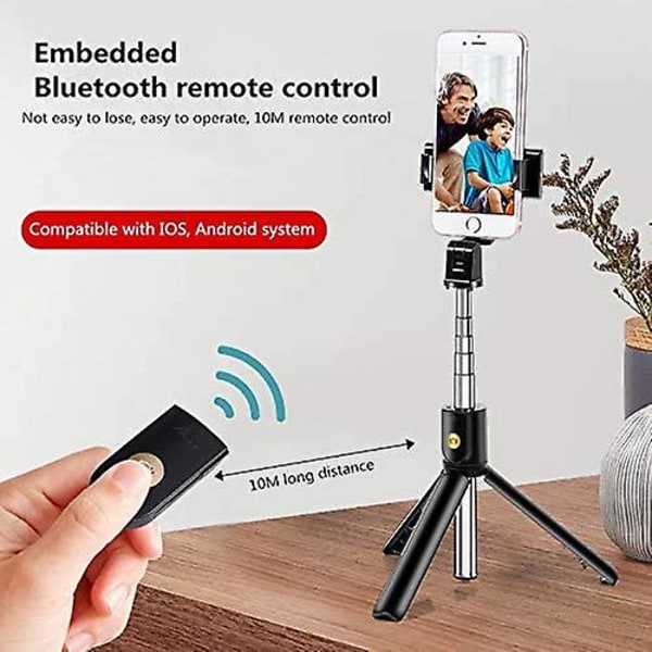 360° kääntyvä Bluetooth Selfie-keppi, teleskooppinen puhelinpidikkeellä, 3-in-1 jalusta Monopod, langaton kaukosäädin