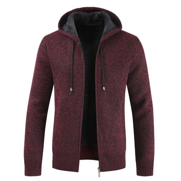 Miesten rento neulehuppari vetoketjulla, fleecevuorella, pitkähihainen collegepaita, lämmin talvella 4XL Wine Red