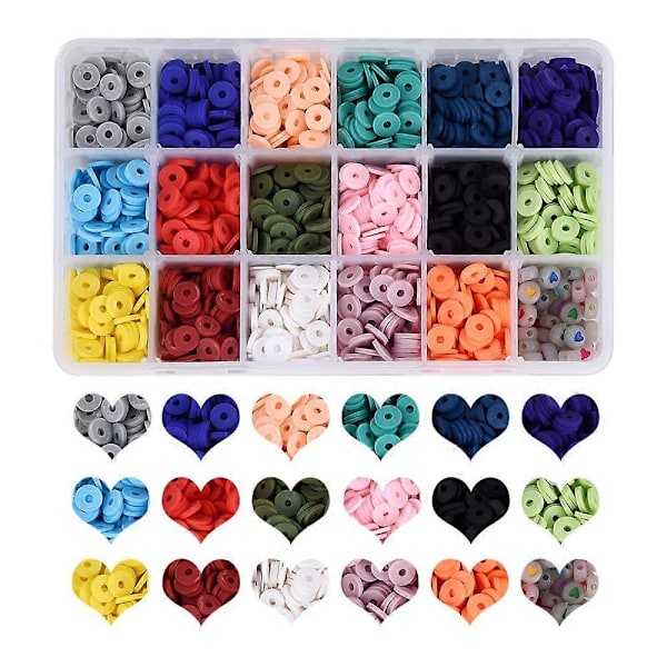 1 æske Håndlavede Polymer Clay Perler Blandede Former med Messingperler og Selvlysende Akrylperler
