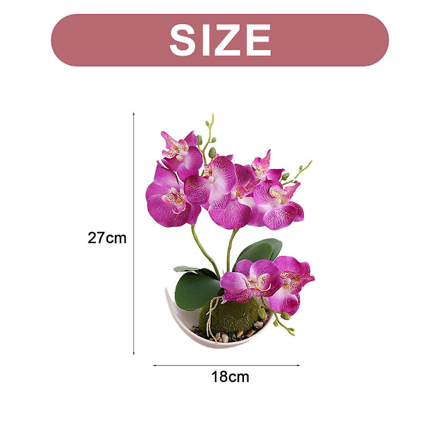 Treuddig Phalaenopsis Orkidé Måne Bonsai Konstgjord Blomster Dekoration Växt Krukväxt Grön Växt Heminredning purple