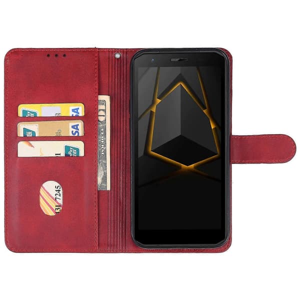 Lær Telefonveske For Doogee S41 / S41 Pro Red