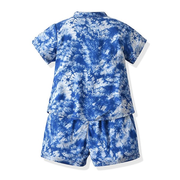 3-delars outfits med kortärmad skjorta och shorts för småbarn och pojkar Blue 110CM